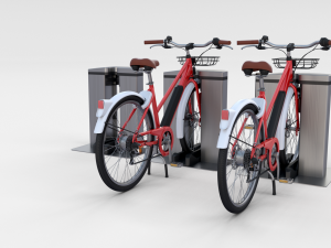 electric bicycle and station red 3D Model