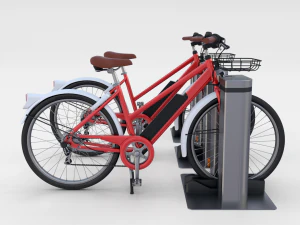 electric bicycle and station red 3D Model