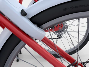 electric bicycle and station red 3D Model