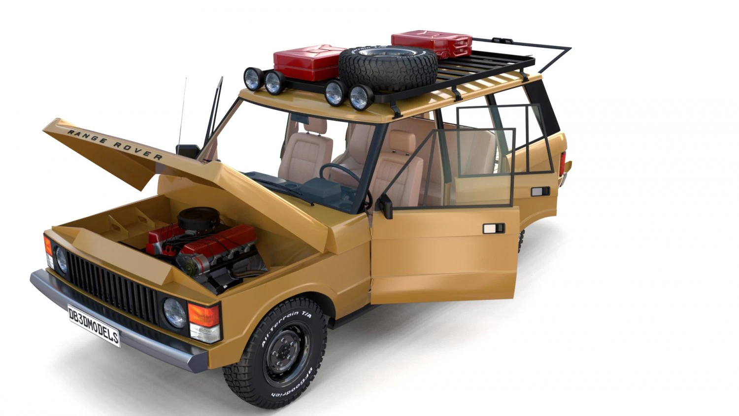 range rover classic with chassis and interior v1 3D Model .c4d .max .obj .3ds .fbx .stl .blend 