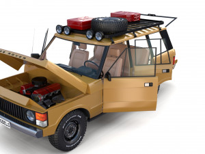 range rover classic with chassis and interior v1 Modèle 3D