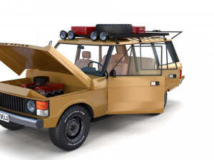 range rover classic with chassis and interior v1 Modèle 3D