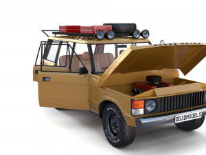 range rover classic with chassis and interior v1 Modèle 3D
