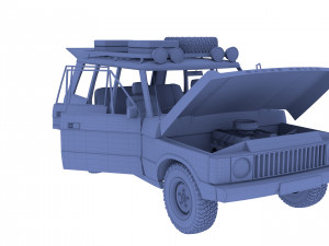 range rover classic with chassis and interior v2 3D मॉडल