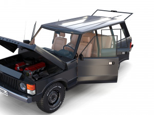 range rover classic with chassis and interior v3 Modèle 3D