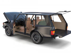 Range Rover Classic с шасси и салоном v3 3D Модель