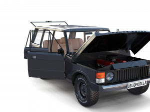range rover classic with chassis and interior v3 Model 3D