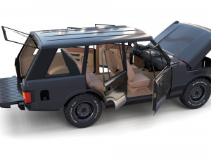 range rover classic with chassis and interior v3 Model 3D