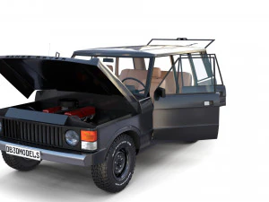 Range Rover Classic с шасси и салоном v3 3D Модель