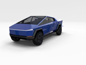 tesla cybertruck blue 3D Model