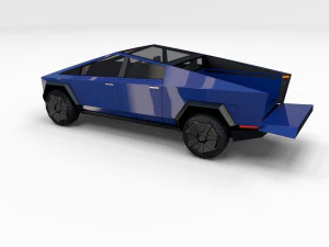 tesla cybertruck blue 3D Model