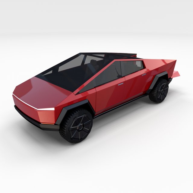 tesla cybertruck red 3D Model .c4d .max .obj .3ds .fbx .stl .blend 