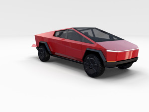 tesla cybertruck red 3D Model