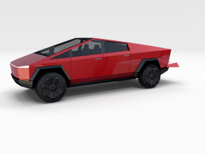 tesla cybertruck red 3D Model