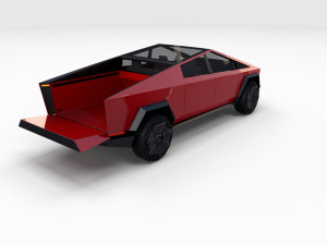 tesla cybertruck red 3D Model
