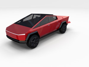 tesla cybertruck red 3D Model
