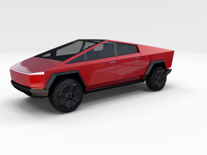 tesla cybertruck red 3D Model