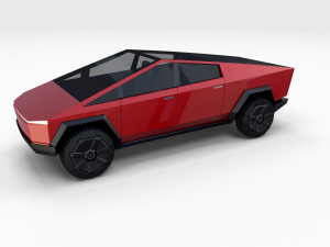 tesla cybertruck red 3D Model