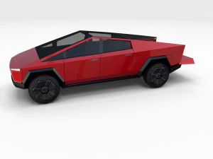 tesla cybertruck red 3D Model