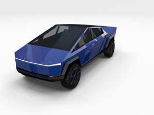 tesla cybertruck with chassis blue 3D 模型