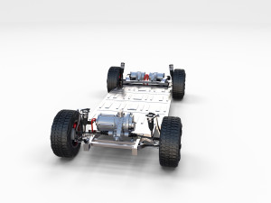 tesla cybertruck with chassis blue 3D 模型