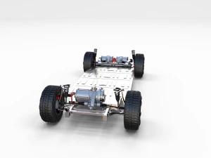 tesla cybertruck with chassis blue 3D Model