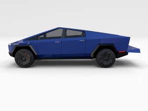 tesla cybertruck with chassis blue 3D 模型