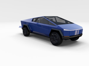 tesla cybertruck with chassis blue 3D 模型