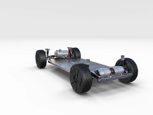 tesla cybertruck with chassis blue 3D Model