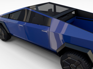tesla cybertruck with chassis blue 3D 模型