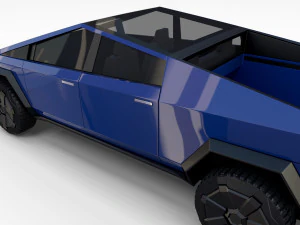 tesla cybertruck with chassis blue 3D Model