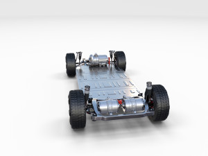 tesla cybertruck with chassis blue 3D 模型
