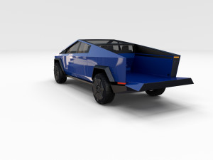 tesla cybertruck with chassis blue 3D 模型