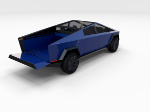 tesla cybertruck with chassis blue 3D 模型