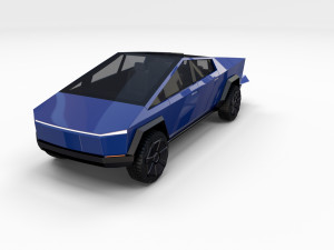 tesla cybertruck with chassis blue 3D 模型