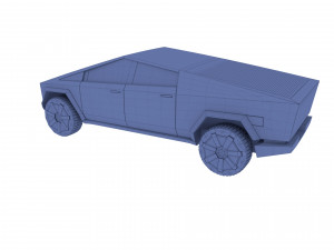 tesla cybertruck with chassis blue 3D 模型