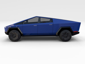 tesla cybertruck with chassis blue 3D 模型