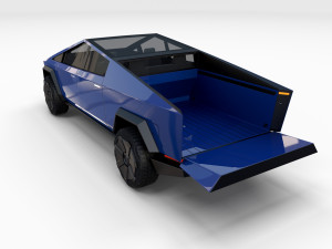 tesla cybertruck with chassis blue 3D 模型