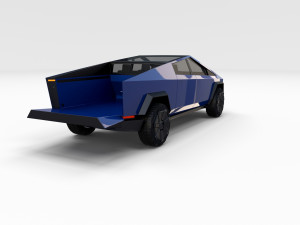 tesla cybertruck with chassis blue 3D 模型