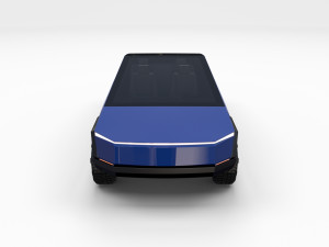 tesla cybertruck with chassis blue 3D 模型