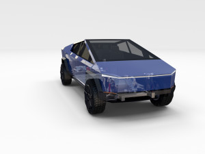 tesla cybertruck with chassis blue 3D 模型