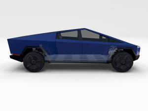 tesla cybertruck with chassis blue 3D 模型