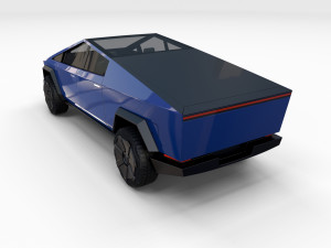 tesla cybertruck with chassis blue 3D 模型