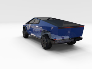 tesla cybertruck with chassis blue 3D 模型