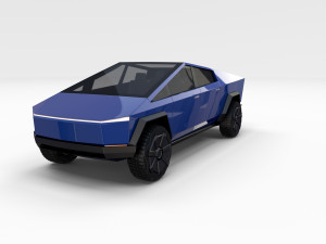 tesla cybertruck with chassis blue 3D 模型
