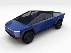 tesla cybertruck with chassis blue 3D 模型