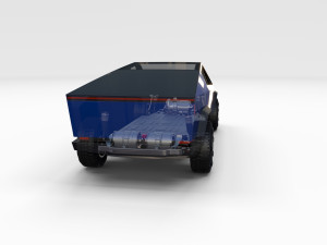 tesla cybertruck with chassis blue 3D 模型