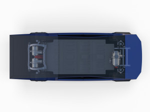 tesla cybertruck with chassis blue 3D 模型