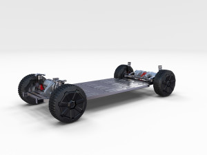 tesla cybertruck with chassis blue 3D 模型
