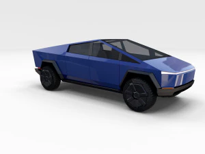 tesla cybertruck with chassis blue 3D Model